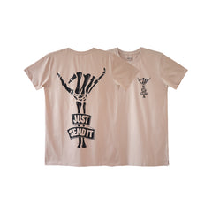 JUST SEND IT MENS SMALL PRINT TEE BEIGE